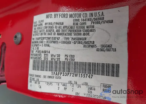 2002 Ford Focus Lx from USA, damaged, VIN 1FAFP33P72W155747